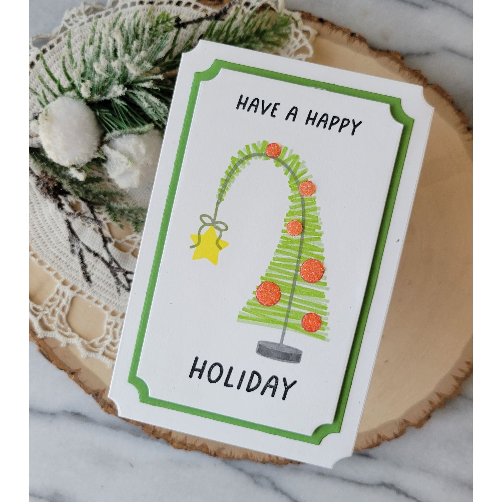 Simon Says Stamp Notched A7 Rectangles Wafer Dies 1416sd  Stamptember Rosemary Dennis Wonky Tree Card