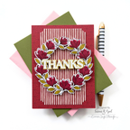 Simon Says Stamp Notched A7 Rectangles Wafer Dies 1416sd  Stamptember Susan R Opel Floral Wreath Thanks Card