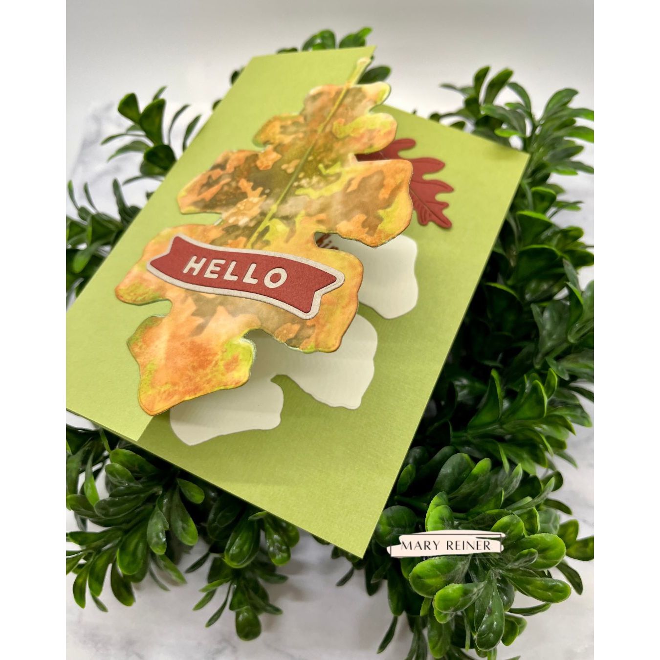 Simon Says Stamp Oak Leaf Wafer Dies 1631mdc Every Happiness Mary Reiner Partial Die-Cut Card