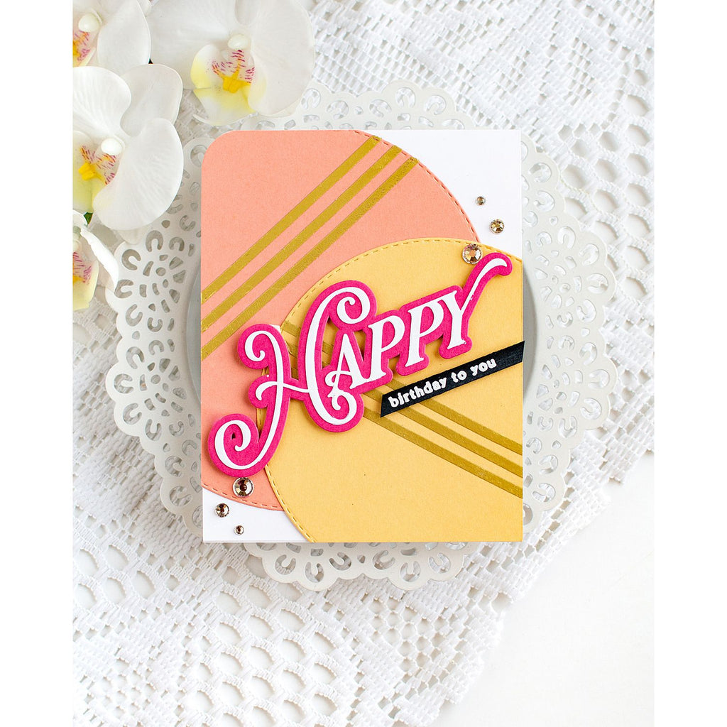 Simon Says Stamp Opulent Happy Wafer Dies 1673sdc Stamptember Heather Hoffman Geometric Birthday Card