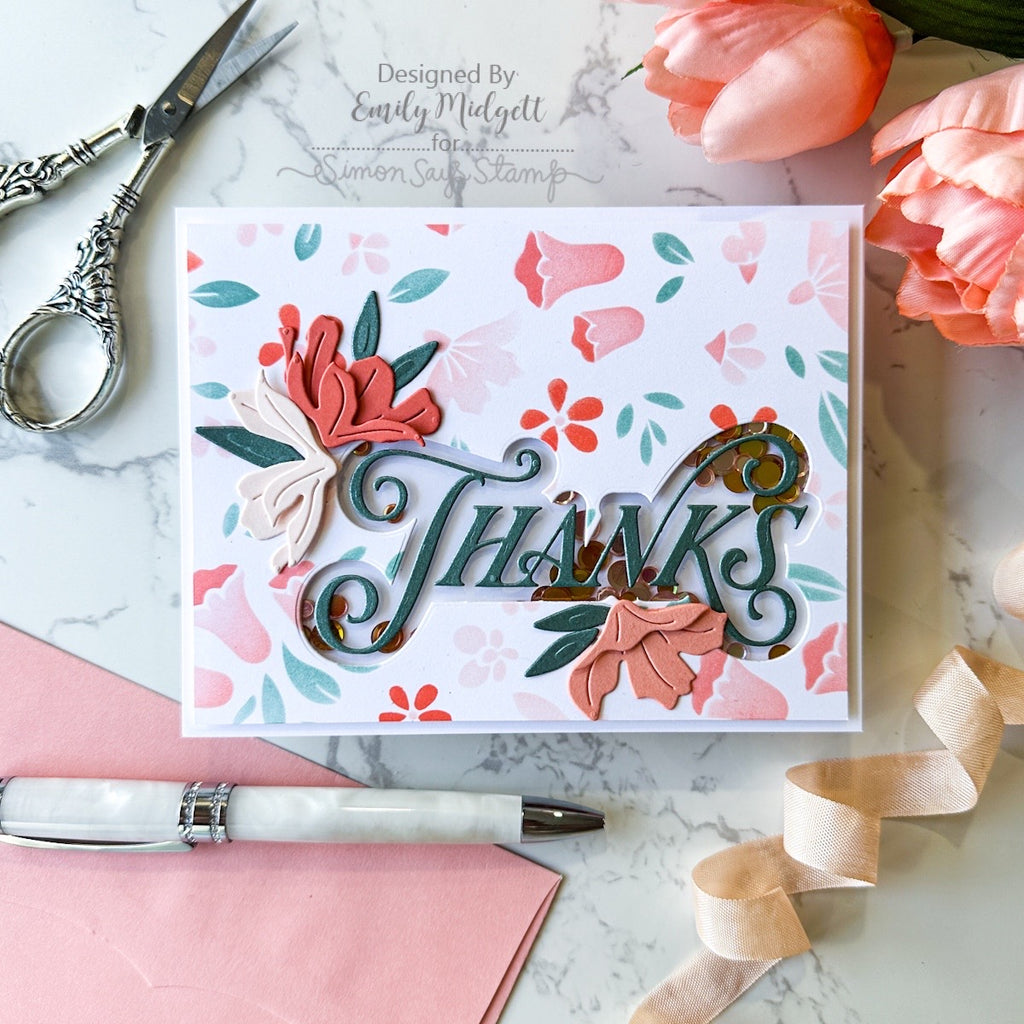 Simon Says Stamp Opulent Thanks Wafer Dies 1664sd Every Happiness Emily Midgett Inset Shaker Card