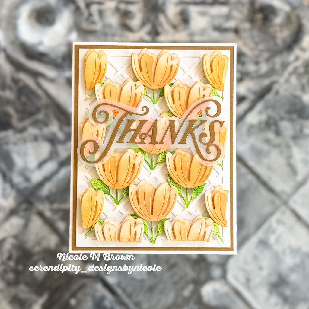 Simon Says Stamp Opulent Thanks Wafer Dies 1664sd Every Happiness Nicole Brown Yellow Floral Card