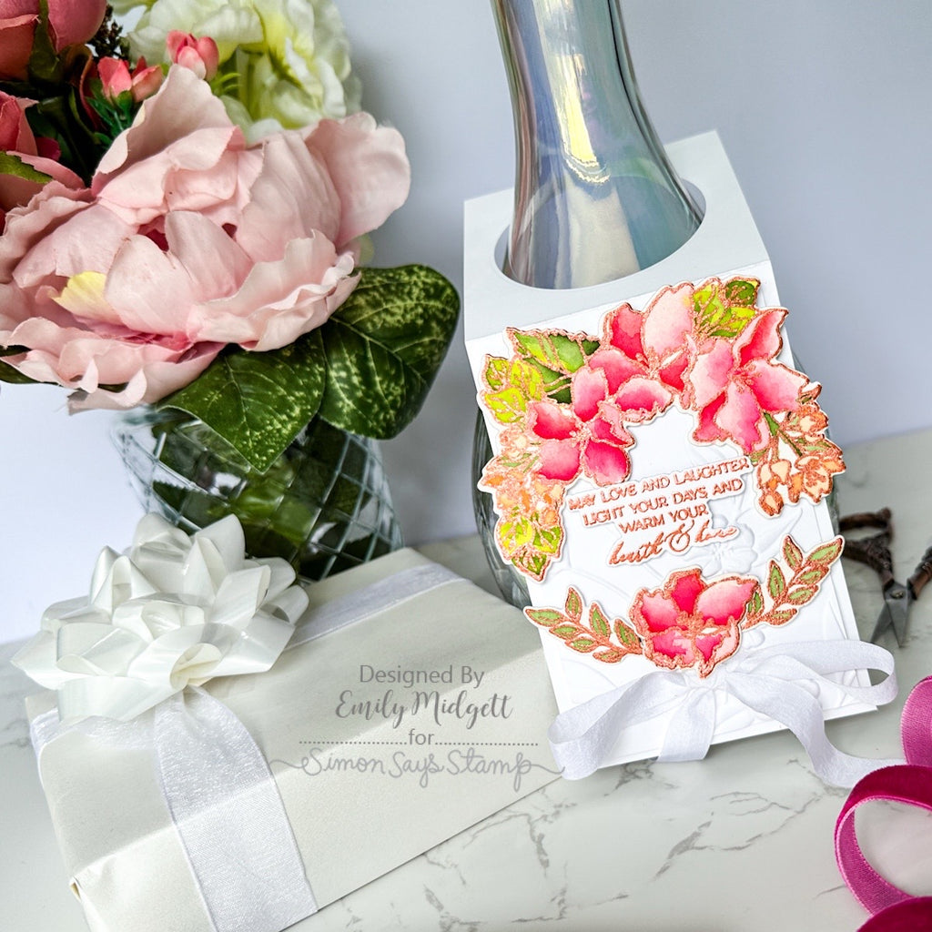 Simon Says Stamp Orange Blossom Blessings Wafer Dies 1328sdc Moments in Time Wine Gift Tag Emily Midgett