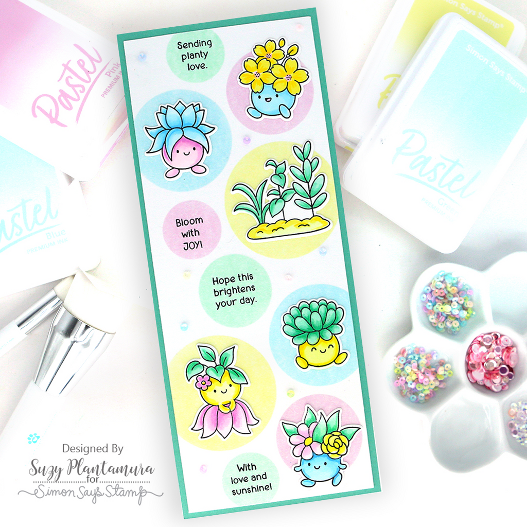 Simon Says Stamp Pack of 4 Large Shading Brushes set1285br Shine On Cute Buds Joy Card Slimline Suzy Plantamura