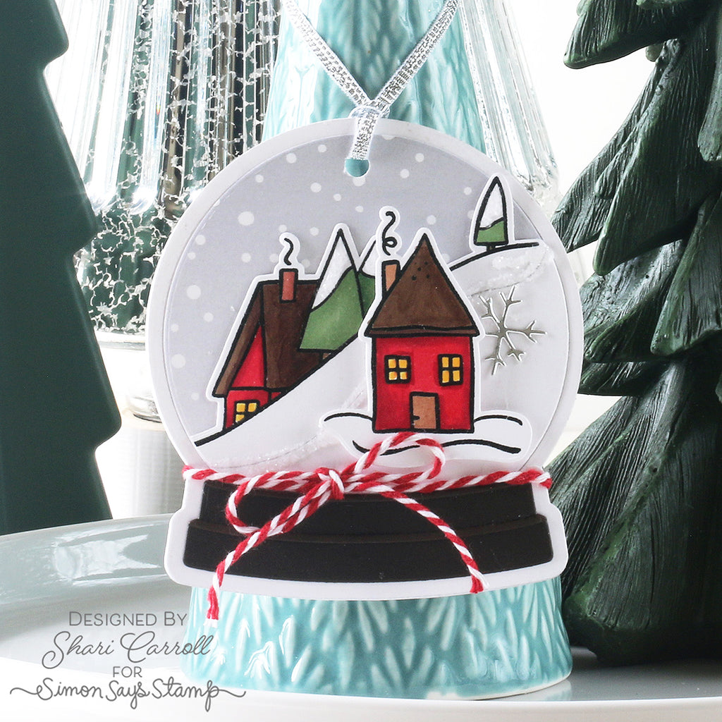Simon Says Stamp Pack of 8 Card Fronts Snow Flurries 1025sf Shari Carroll Holiday Village on a Hill Tag