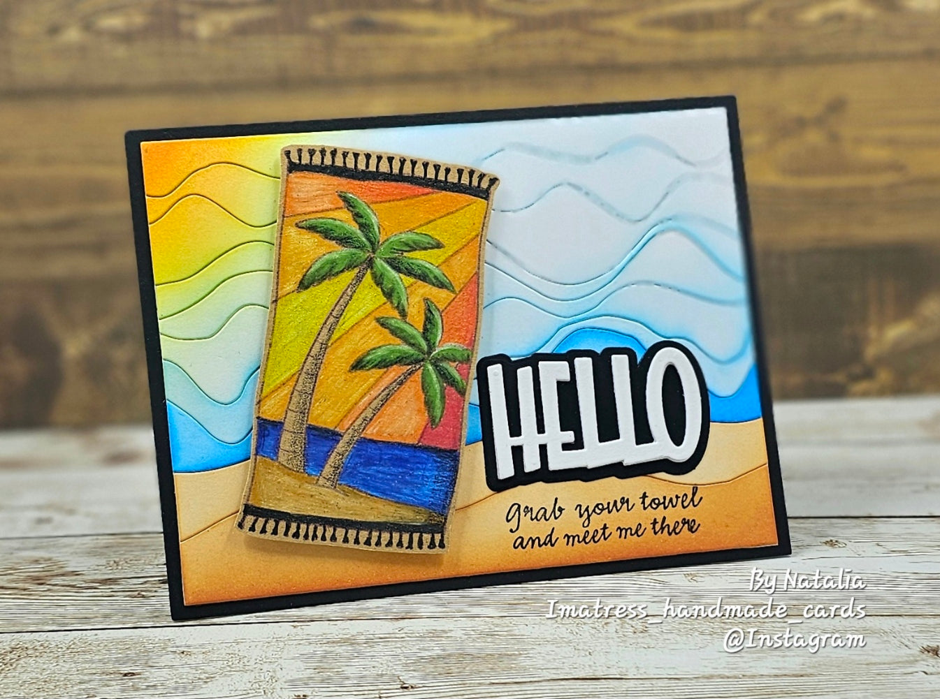 Simon Says Stamp Paper Cut Word Mix 1 Wafer Dies 1726sd Beach Towel Summer Hello Card Natalia Alton