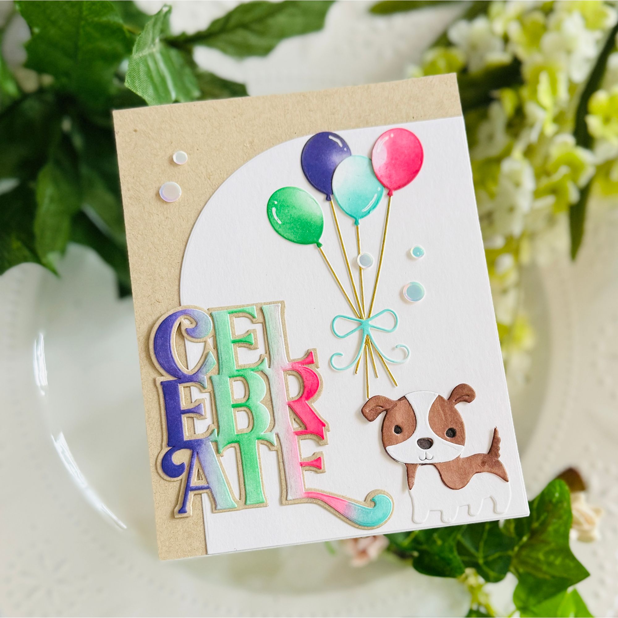 Simon Says Stamp Party Balloons Wafer Dies s1174 Stamptember Kailash Naidoo Doggy Card