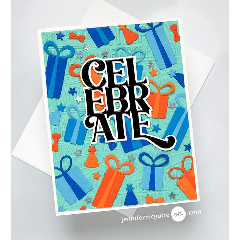 Simon Says Stamp Party Gifts and Bows Wafer Dies s1175 Stamptember Jennifer McGuire Masculine Birthday Card