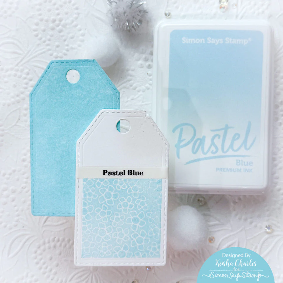 Simon Says Stamp Pastel Premium Ink and Re-inker Set Blue pt103set Swatch Tags Keisha Charles