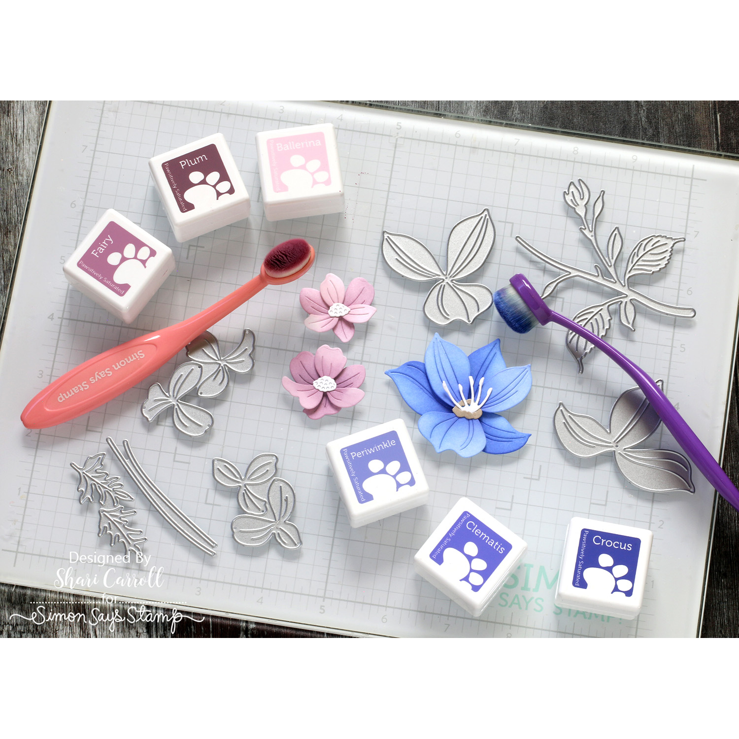 Simon Says Stamp Pawsitively Saturated Ink Cubes Pink Fairies and Re-Inkers ink621set In Use Shari Carroll