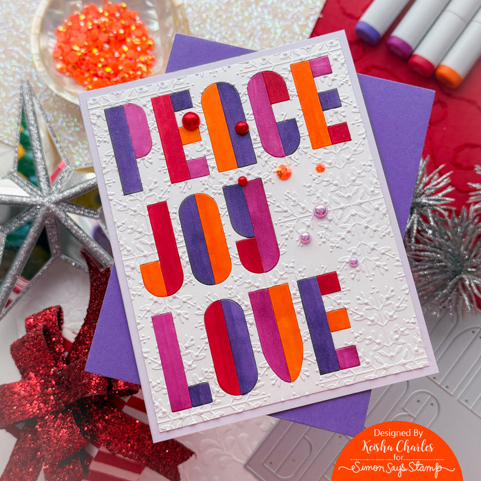 Simon Says Stamp Peace Joy Love Wafer Dies 1709md Stamptember Keisha Charles Bold Holiday Card