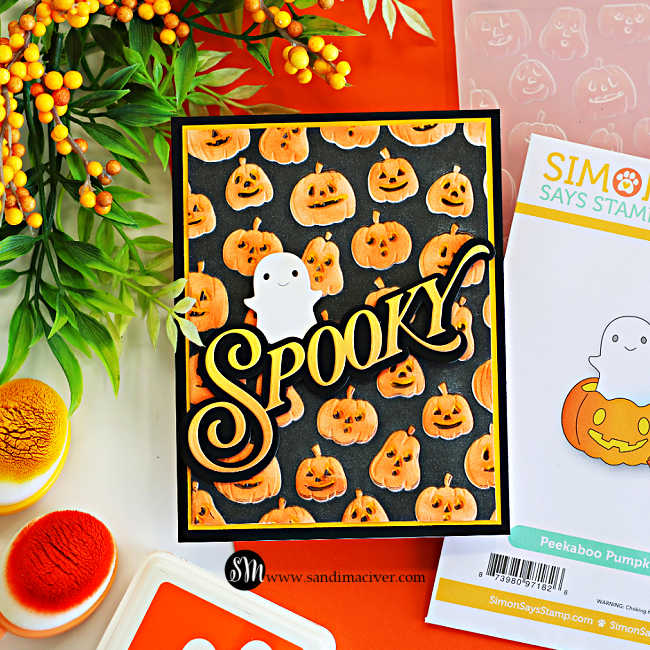 Simon Says Stamp Peekaboo Pumpkin Wafer Dies s1182 Stamptember Sandi MacIver Spooky Ghost and Pumpkins Card | color-code:ALT03