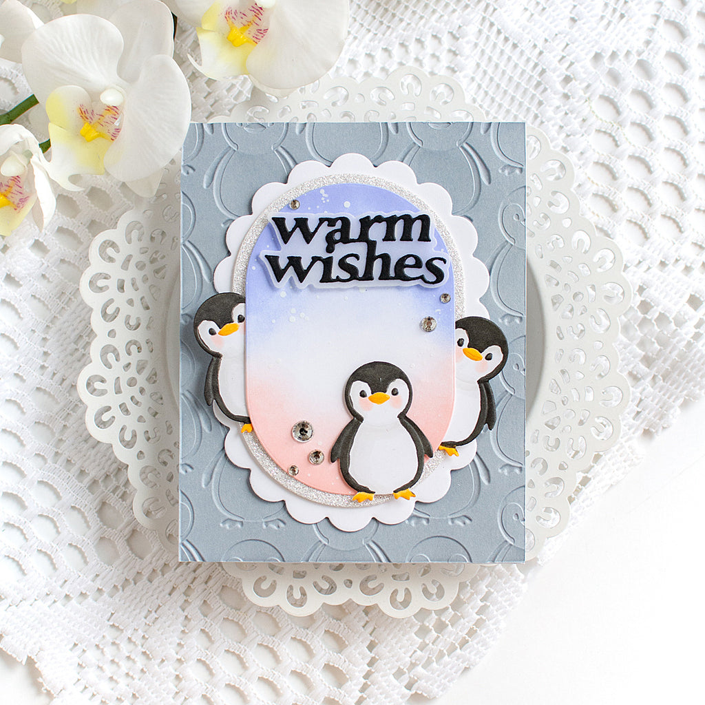 Simon Says Stamp Penguin Pals Wafer Die sd625 Heather Hoffman Peeking Penguins Winter Card 