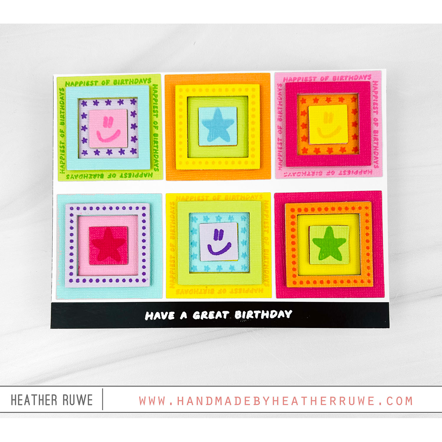 Simon Says Stamp Pop Art Pieces Wafer Dies 1719sdc Bright Squares Birthday Card Heather Ruwe | color-code:ALT01