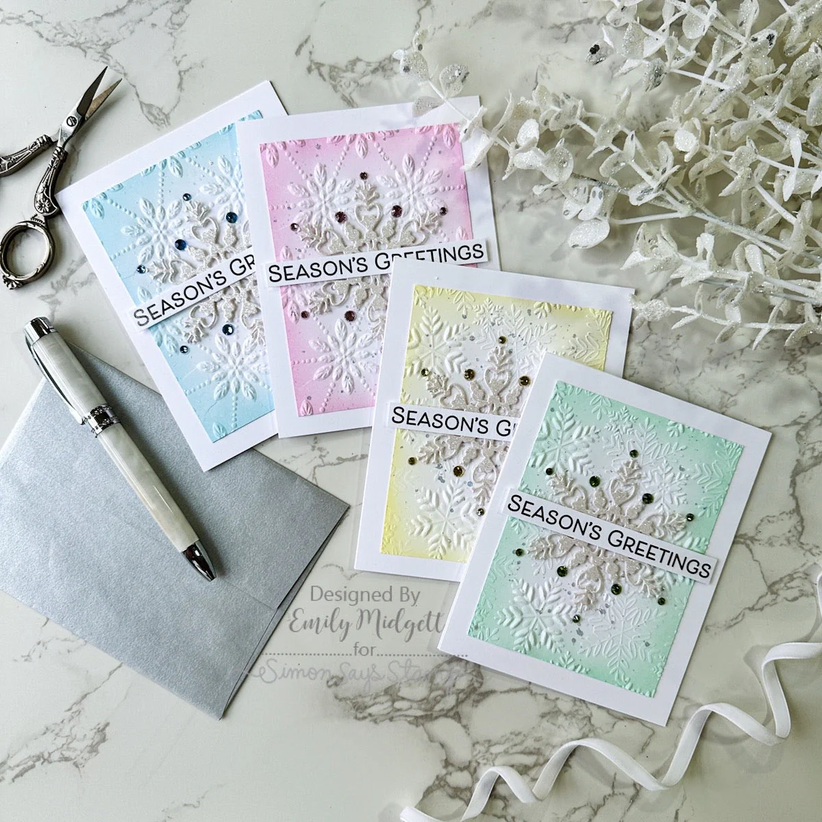 Simon Says Stamp Premium Pastel Ink and Re-inker Bundle ptset4 HOliday Cards Emily Midgett