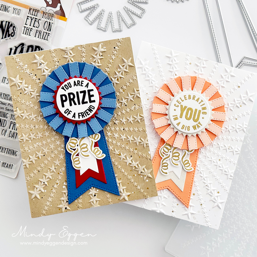 Simon Says Stamp Prize Ribbon Wafer Dies 1699sd Award Winning Celebration Cards Mindy Eggen | color-code:ALT07