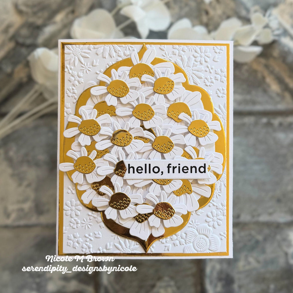 Simon Says Stamp Quirky Daisies Wafer Dies s1138 Shine On Day Deluge of Daisies Friend Card Nicole Brown