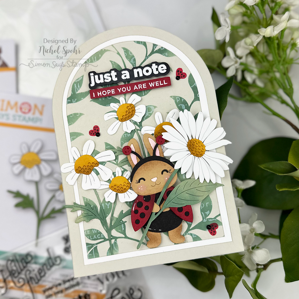 Simon Says Stamp Quirky Daisies Wafer Dies s1138 Shine On Lady Bug and Daisies Shaped Card Nichol Spohr | color-code:ALT06
