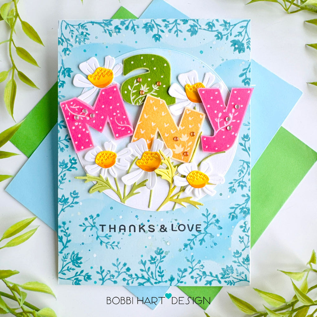 Simon Says Stamp Quirky Daisies Wafer Dies s1138 Shine On Many Thanks Flowers Card A7 Bobbi Lemanski