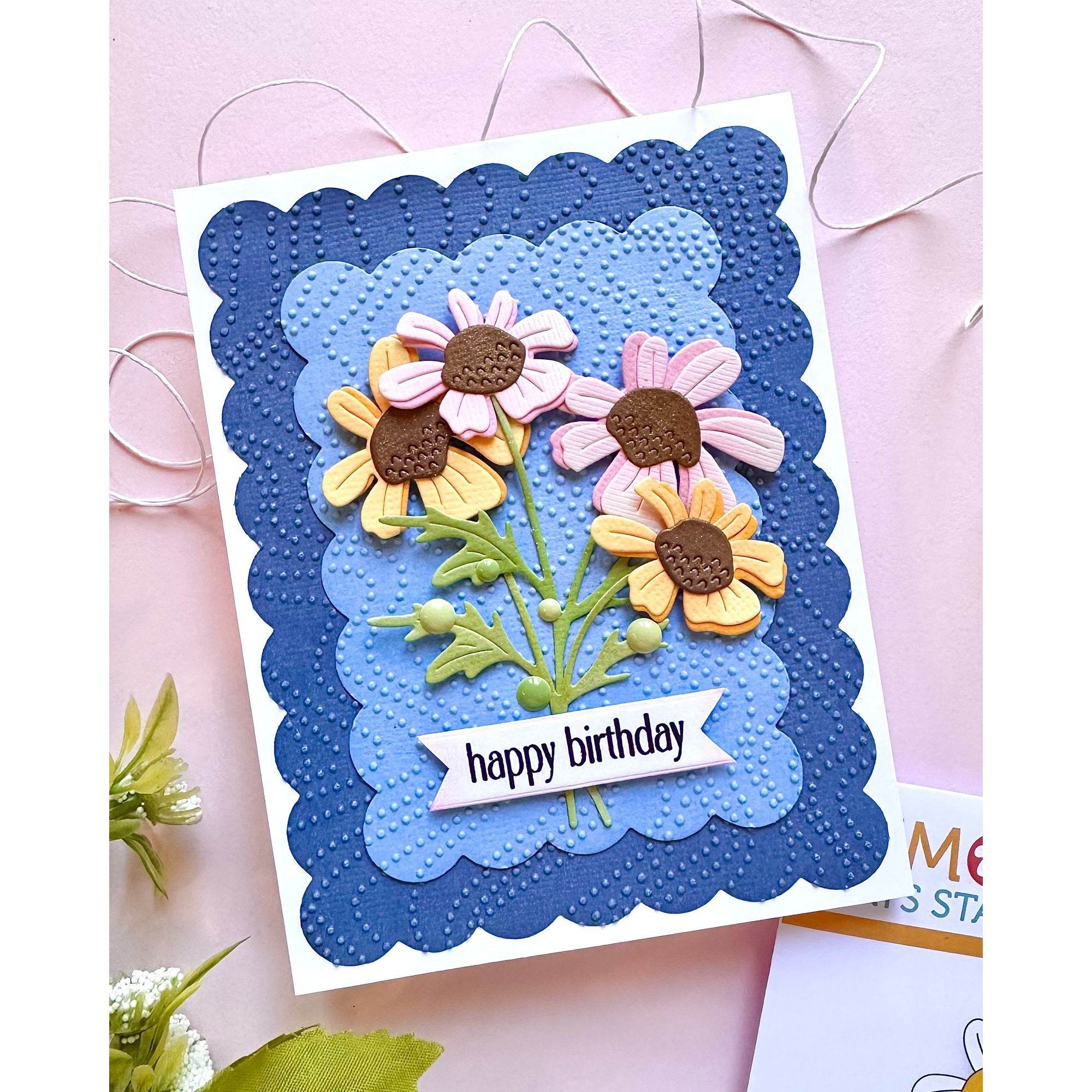 Simon Says Stamp Quirky Daisies Wafer Dies s1138 Shine On Perky Flowers Birthday Card Enza Gudor