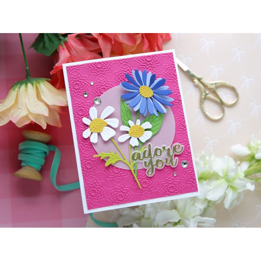 Simon Says Stamp Quirky Daisies Wafer Dies s1138 Shine On Summer Daisies Adore You Card Laura Bassen | color-code:ALT04