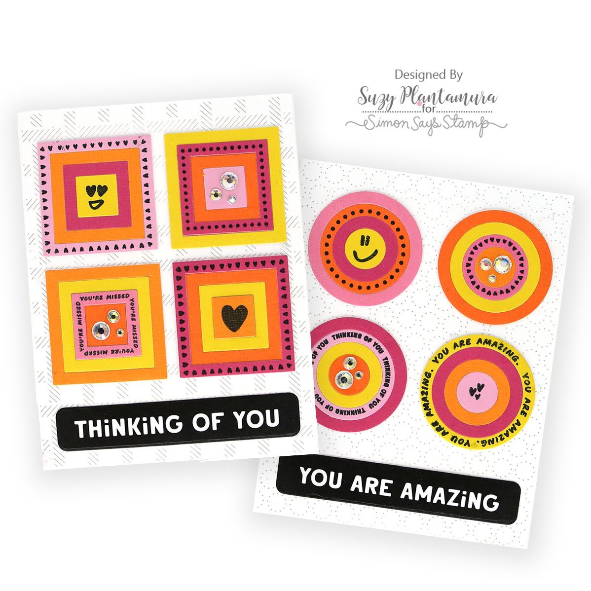 Simon Says Stamp Reverse Big Bold Headlines XL EZ Strips 1040ez Sunny Circles and Squares Cards Suzy Plantamura | color-code:ALT03