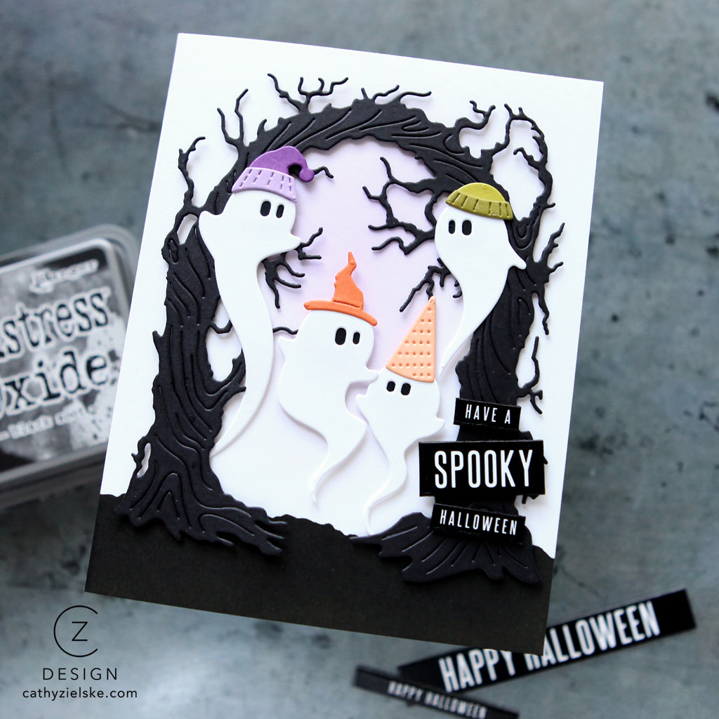 Simon Says Stamp Reverse Spooky Halloween EZ Strips 1042ez Stamptember Cathy Zielske Cute Halloween Card
