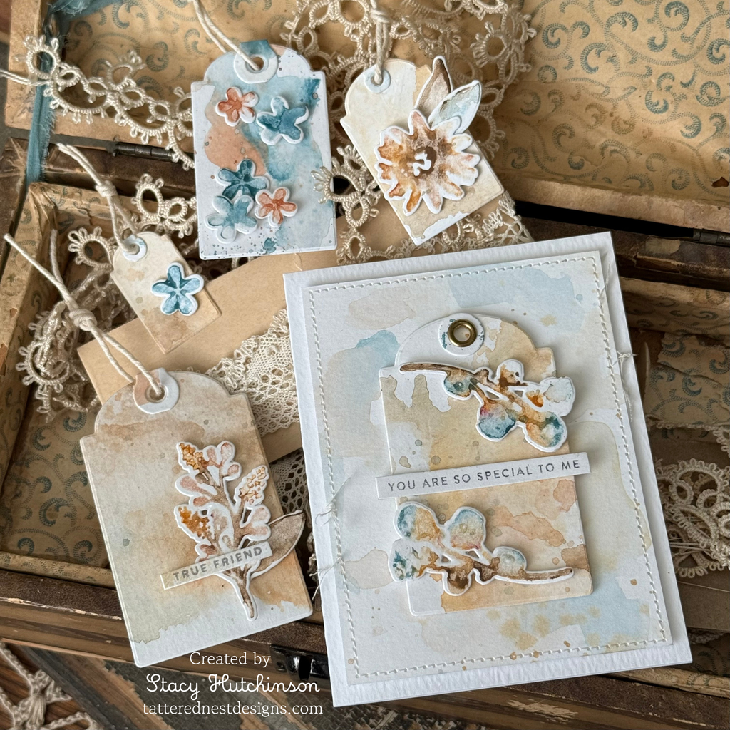 Simon Says Stamp Rounded Tags Wafer Dies 1479sd And Everything Nice Stacy Hutchinson Card and Tags set | color-code:ALT09