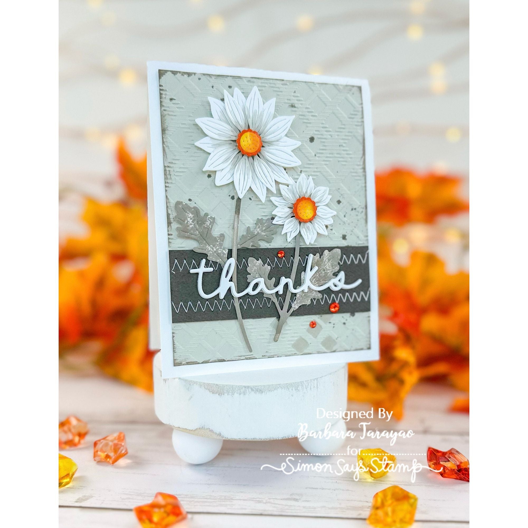 Simon Says Stamp Rustic Layering Flower Wafer Dies s930 Stamptember Thanks Card Barbara Tarayao | color-code:ALT04