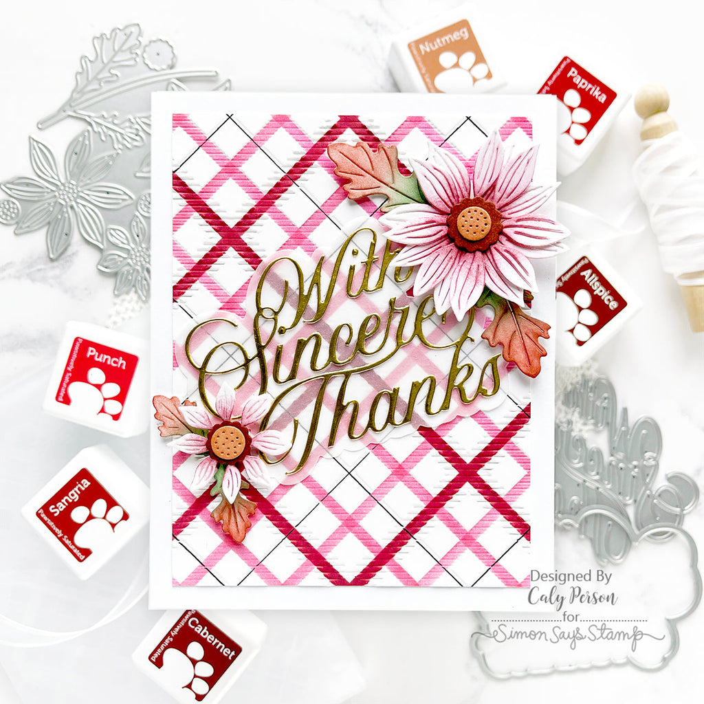 Simon Says Stamp Rustic Layering Flower Wafer Dies s930 Stamptember Thanks Card Caly Person | color-code:ALT12