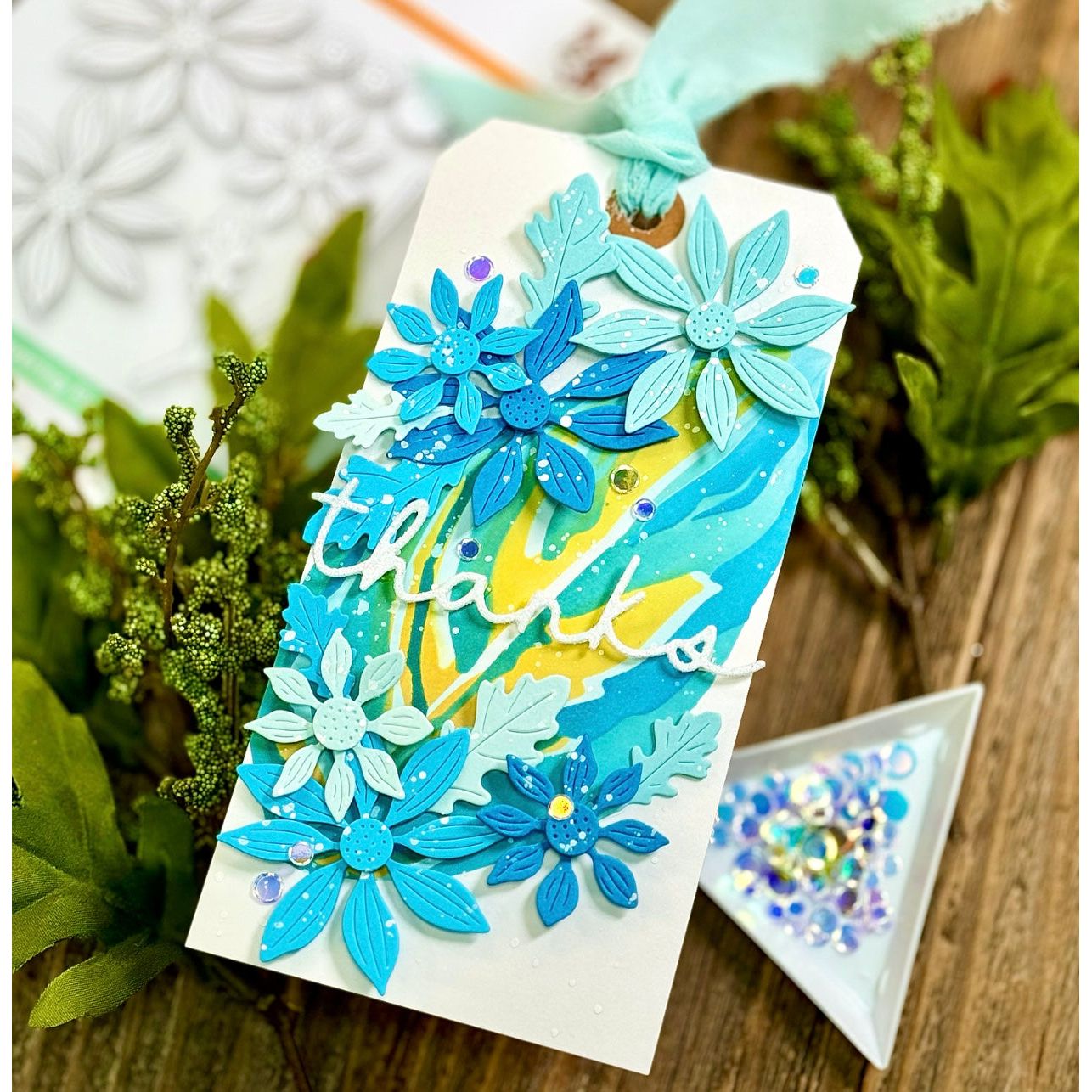 Simon Says Stamp Rustic Layering Flower Wafer Dies s930 Stamptember Thanks Tag Joe Sysavath