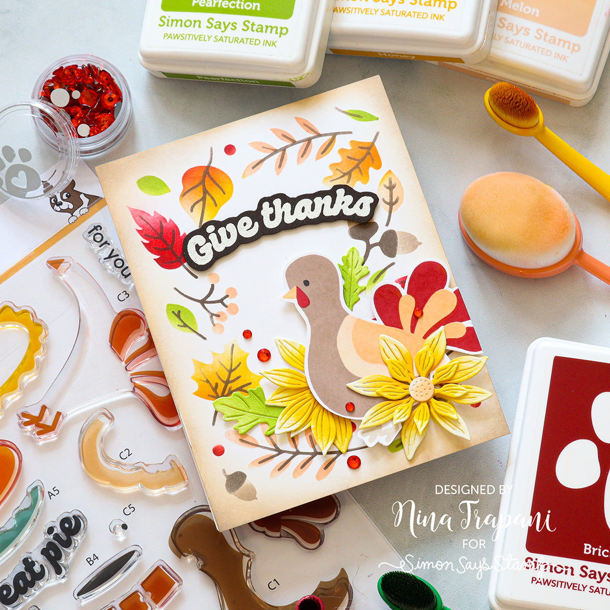 Simon Says Stamp Rustic Layering Flower Wafer Dies s930 Stamptember Thanksgiving Card Nina Trapani | color-code:ALT10