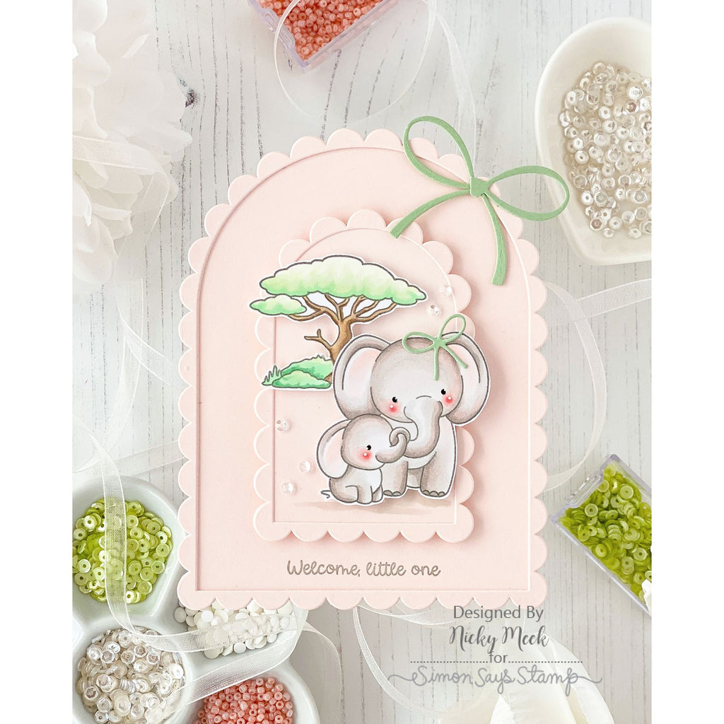 Simon Says Stamp Scalloped Arches Frames Wafer Dies 1540sd In My Heart Baby Elephant Card