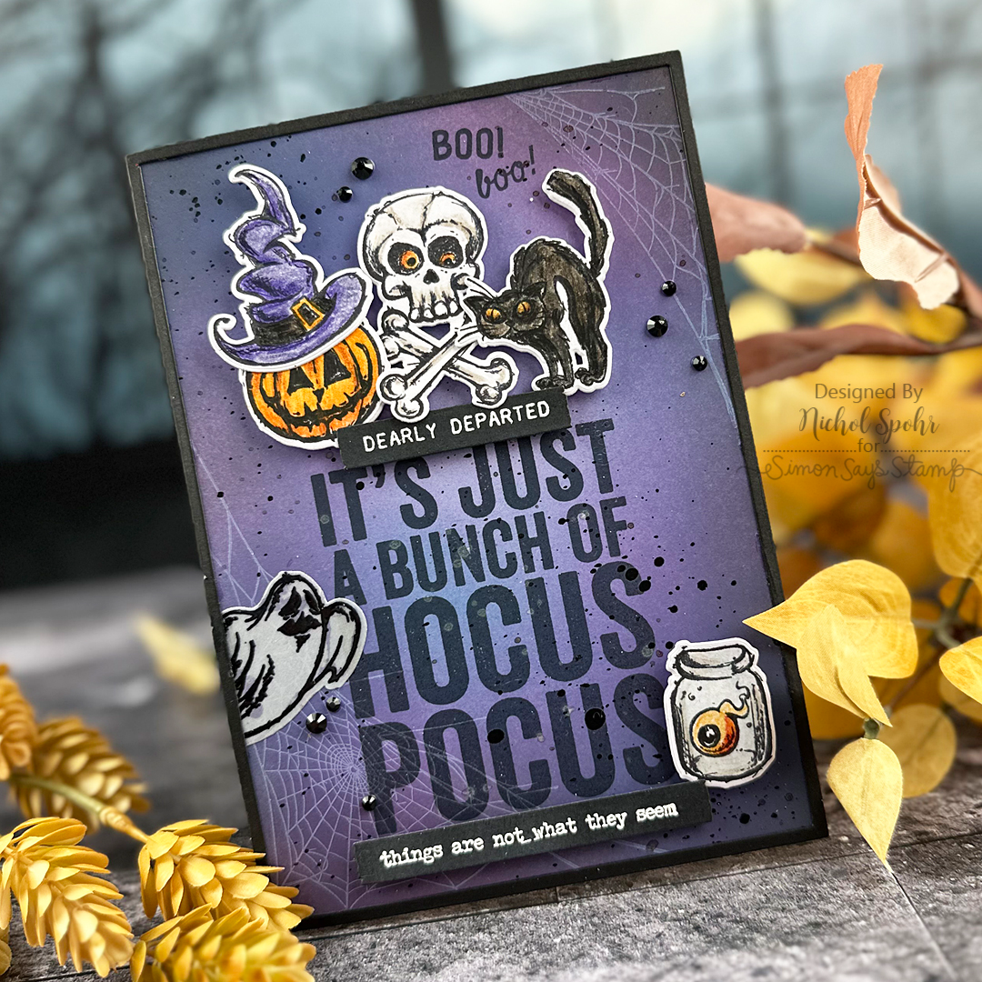 Simon Says Stamp Scared Silly Wafer Dies 311sss Nichol Spohr A7 Halloween Icons Card | color-code:ALT02