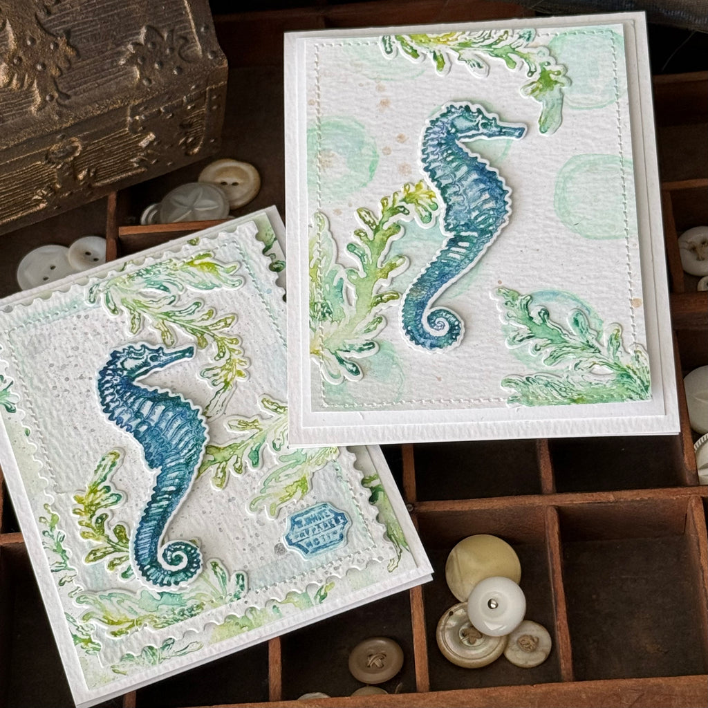 Simon Says Stamp Sea Life Wafer Dies 304sss Seahorse Under Water Card Stacy Hutchinson