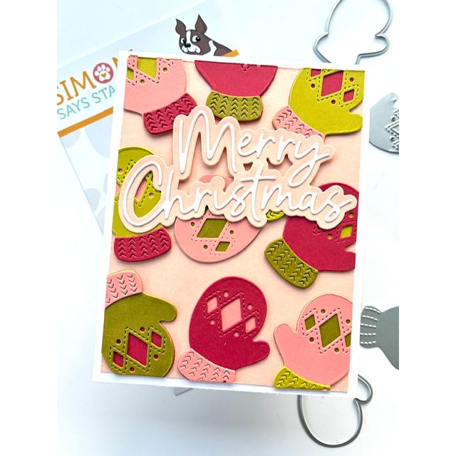 Simon Says Stamp Sending Cheer Collection I Want It All Stand Alone Dies set1412sa Stitched Mittens