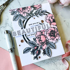 Simon Says Stamp Set of 2 Stencils Beautiful Flowers 1153stc Shine On Emily Midgett Pink Floral Card