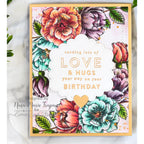 Simon Says Stamp Set of 2 Stencils Beautiful Flowers 1153stc Shine On Nina-Marie Trapani Love & Hugs Card