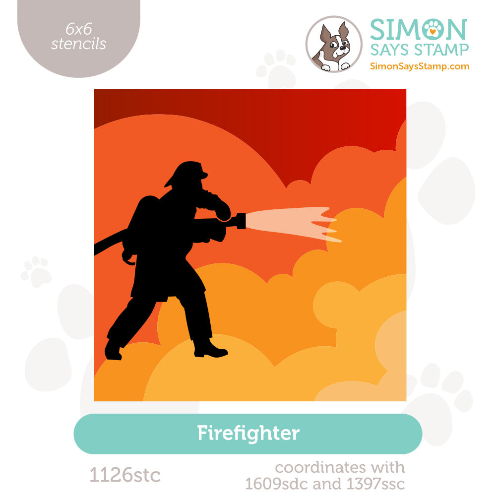 Simon Says Stamp Set of 2 Stencils Firefighter 1126stc Shine On glamour