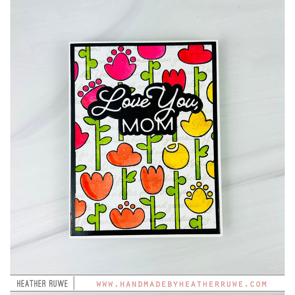 Simon Says Stamp Set of 2 Stencils Folk Flowers 1113stc In My Heart love you mom