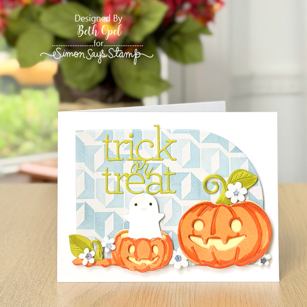 Simon Says Stamp Set of 2 Stencils Quilted Modern Star 1131mt Stamptember Beth Opel Trick or Treat Card 