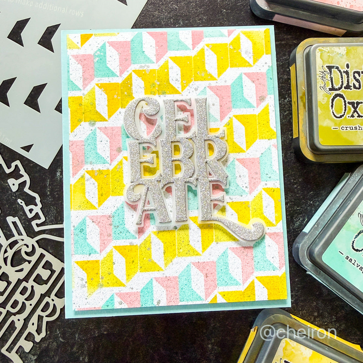 Simon Says Stamp Set of 2 Stencils Quilted Modern Star 1131mt Stamptember Cheiron Sparkly Celebrate Card 