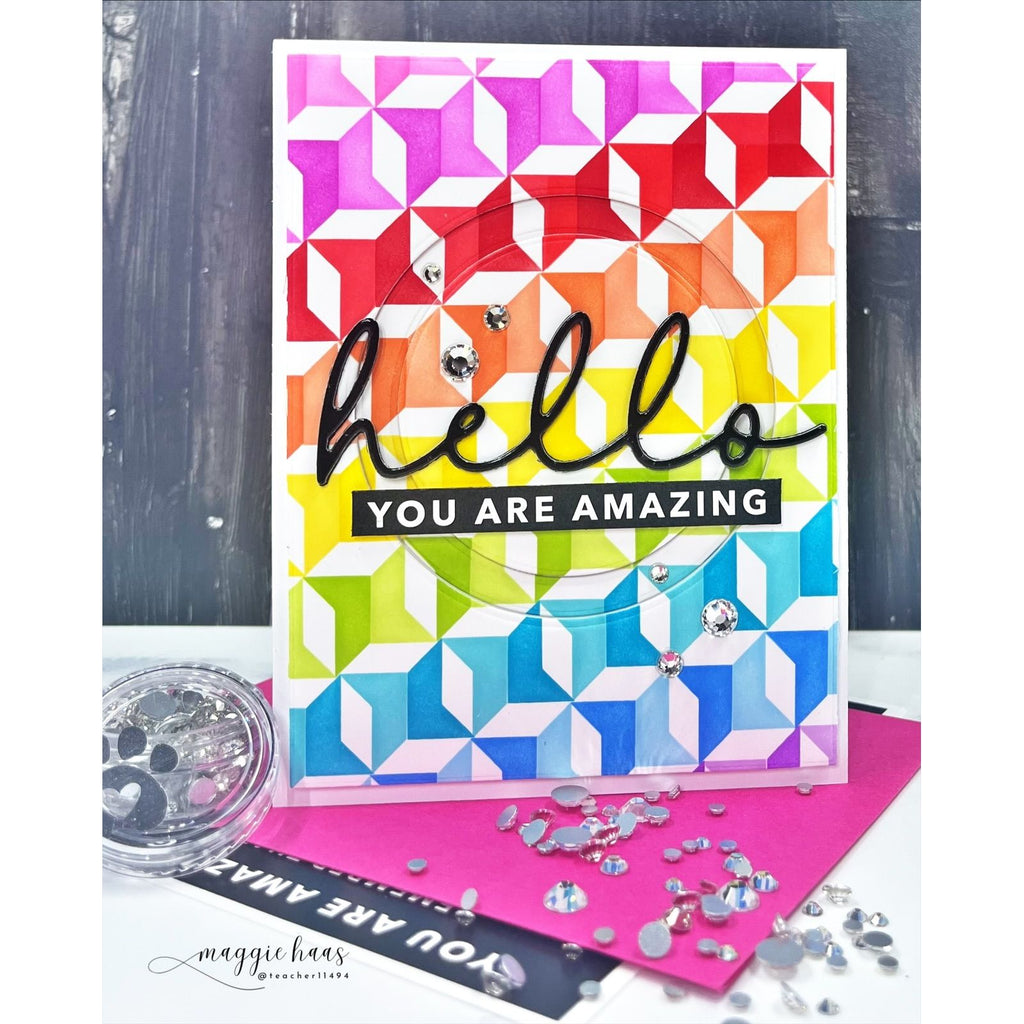 Simon Says Stamp Set of 2 Stencils Quilted Modern Star 1131mt Stamptember Maggie Haas Hello Rainbow Card 