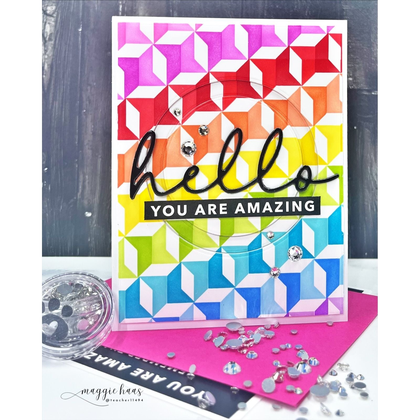 Simon Says Stamp Set of 2 Stencils Quilted Modern Star 1131mt Stamptember Maggie Haas Hello Rainbow Card 