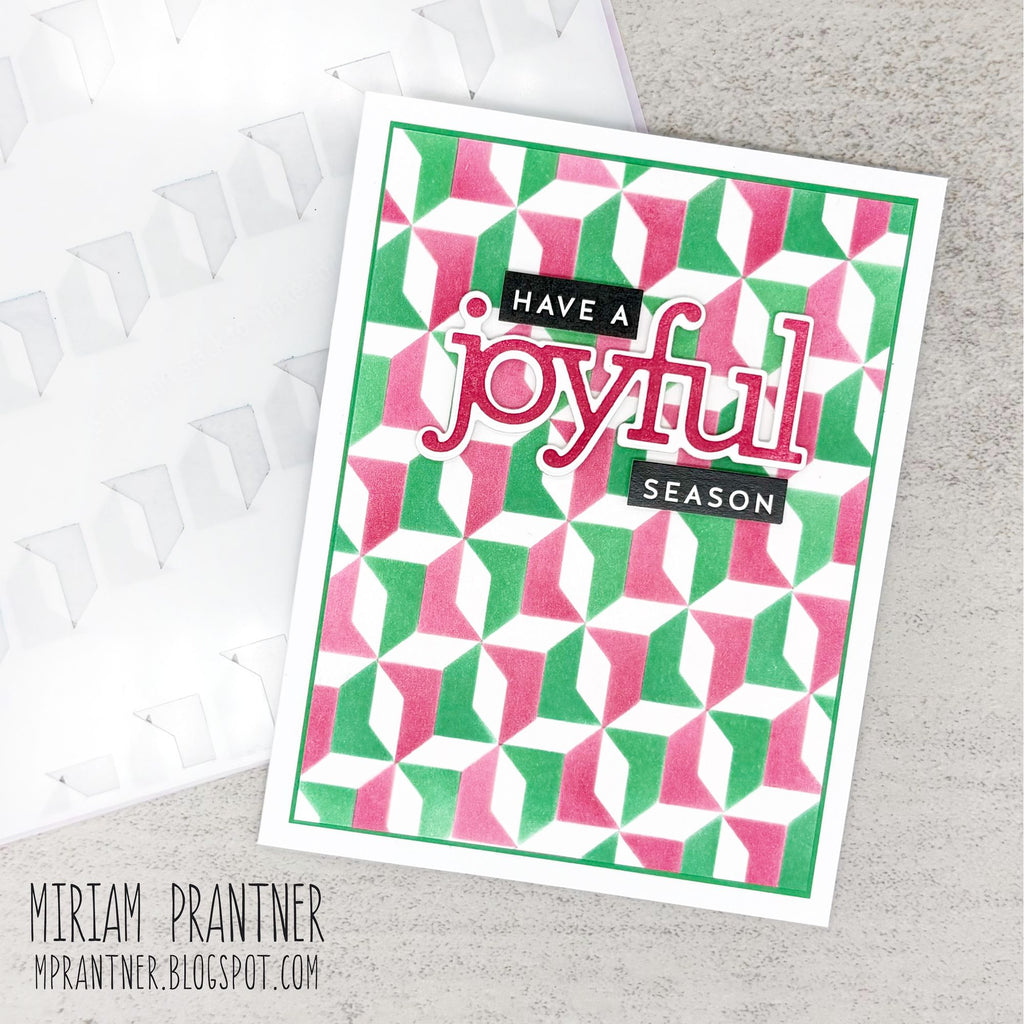 Simon Says Stamp Set of 2 Stencils Quilted Modern Star 1131mt Stamptember Miriam Prantner Joyful Season Card 