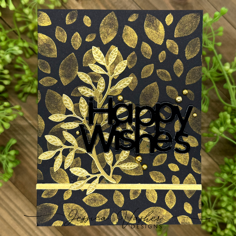 Simon Says Stamp Set of 2 Stencils Scattered Leaves 1110st Beautiful Moments Birthday Card Jessica Vasher
