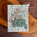 Simon Says Stamp Set of 2 Stencils Scattered Leaves 1110st Beautiful Moments Birthday Card Kim Hamilton