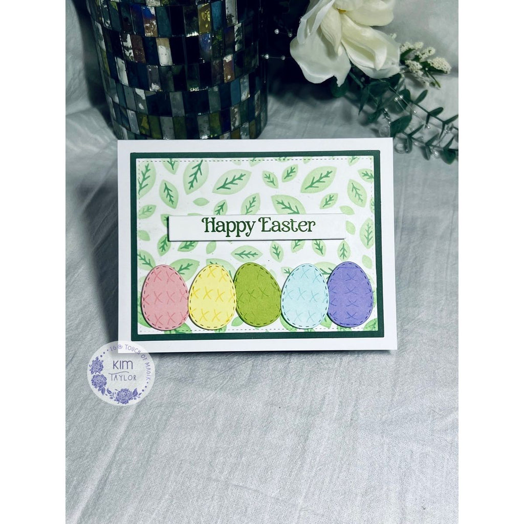 Simon Says Stamp Set of 2 Stencils Scattered Leaves 1110st Beautiful Moments Easter Card Kim Taylor