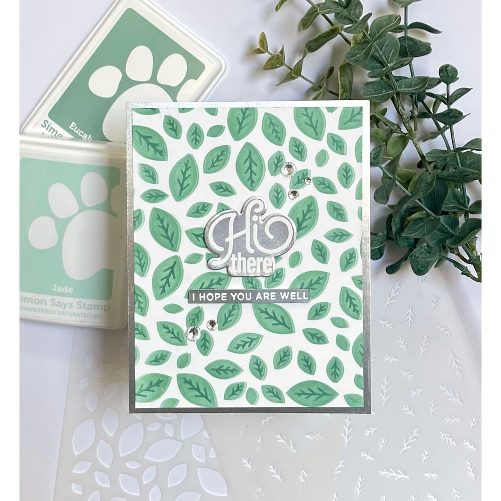 Simon Says Stamp Set of 2 Stencils Scattered Leaves 1110st Beautiful Moments Friend Card Barb Engler | color-code:ALT02