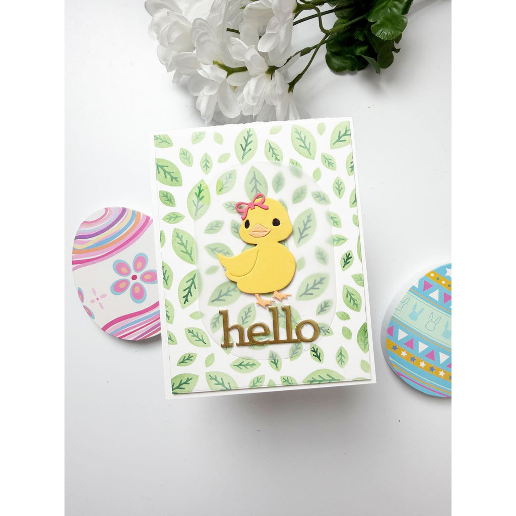 Simon Says Stamp Set of 2 Stencils Scattered Leaves 1110st Beautiful Moments Hello Duckie Card Simeen Batra